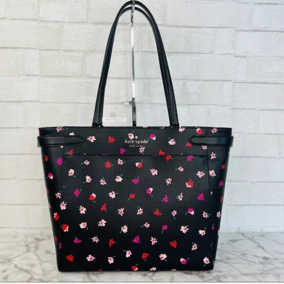 kate spade Handbags - Kate Spade New York Staci Ditsy Buds Saffiano Leather Laptop Tote Floral / Black